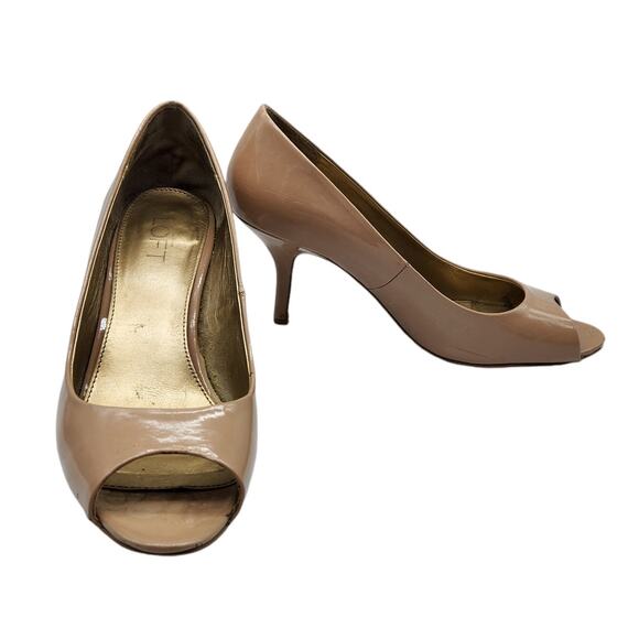 Ann Taylor Loft Open Peep Toe Nude Pumps Size 9 - Picture 1 of 9